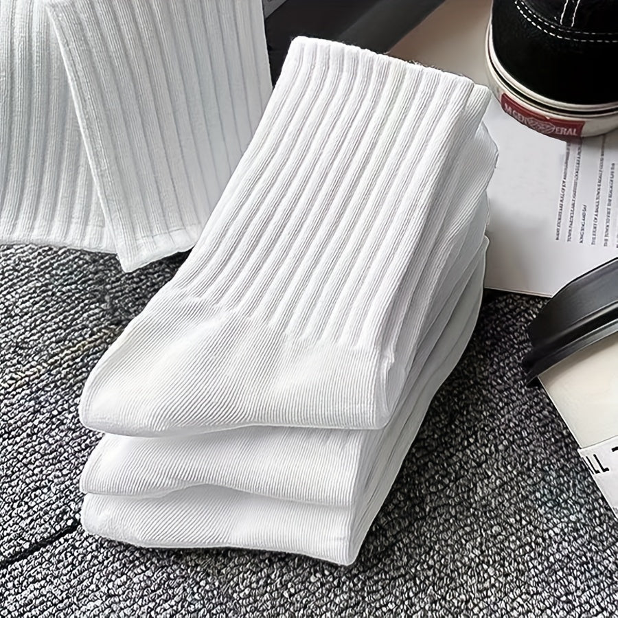 6 Pairs Ribbed Mid Tube Socks Women's Stockings