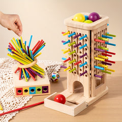 Kids 3-in-1 Wooden Math Puzzle Toy with 40 Sticks & 5 Balls