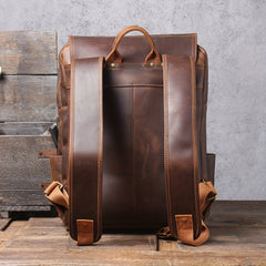 Leather Men's Backpack Large Capacity Vintage Crazy Horse Cowhide Travel Backpac