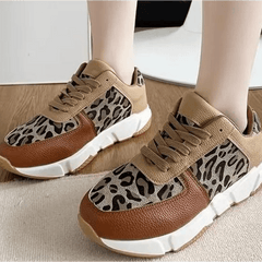Leopard Print Wedge Lace Up Walking Shoes Non Slip Sneakers