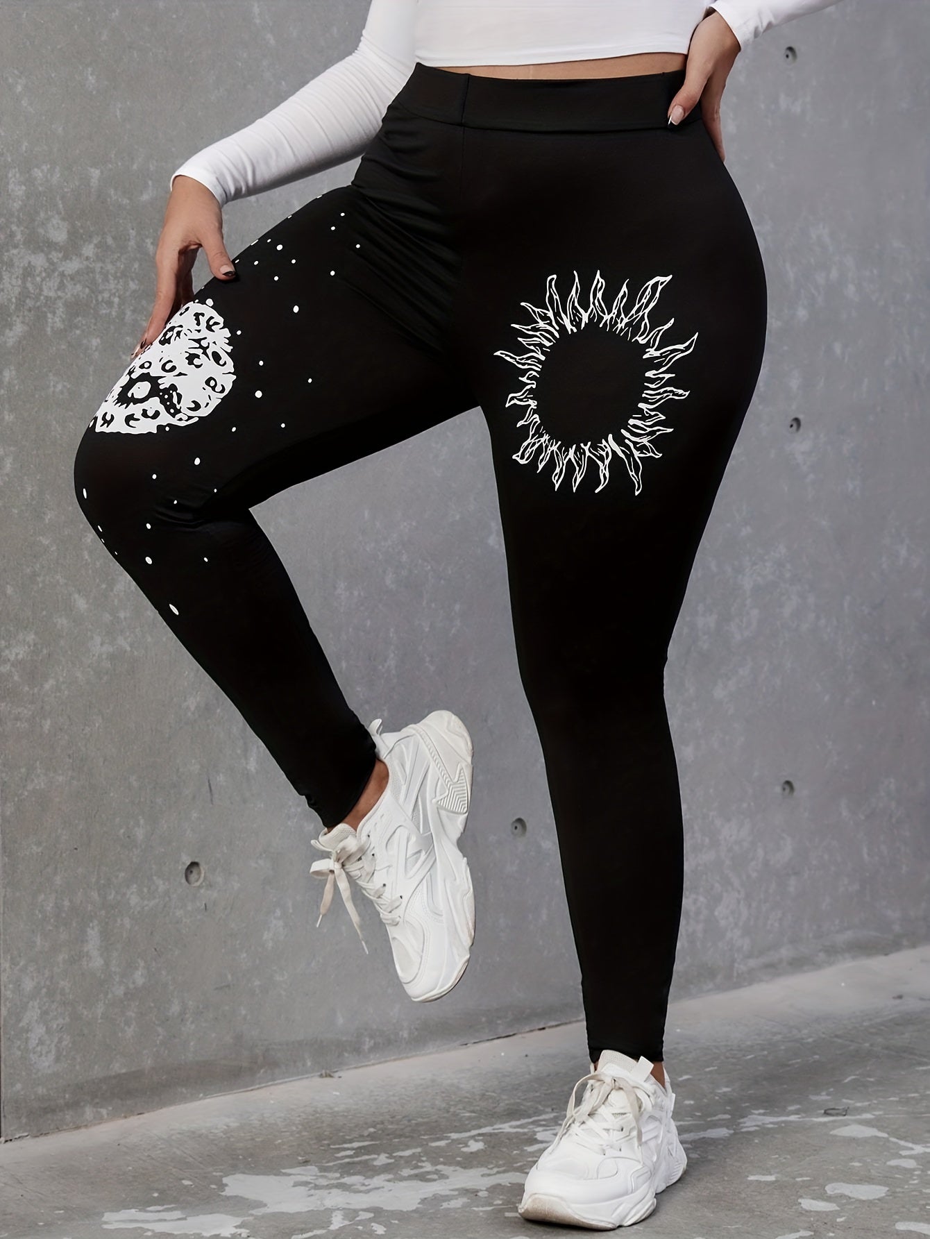 Casual Plus Graphic Print Skinny Leggings