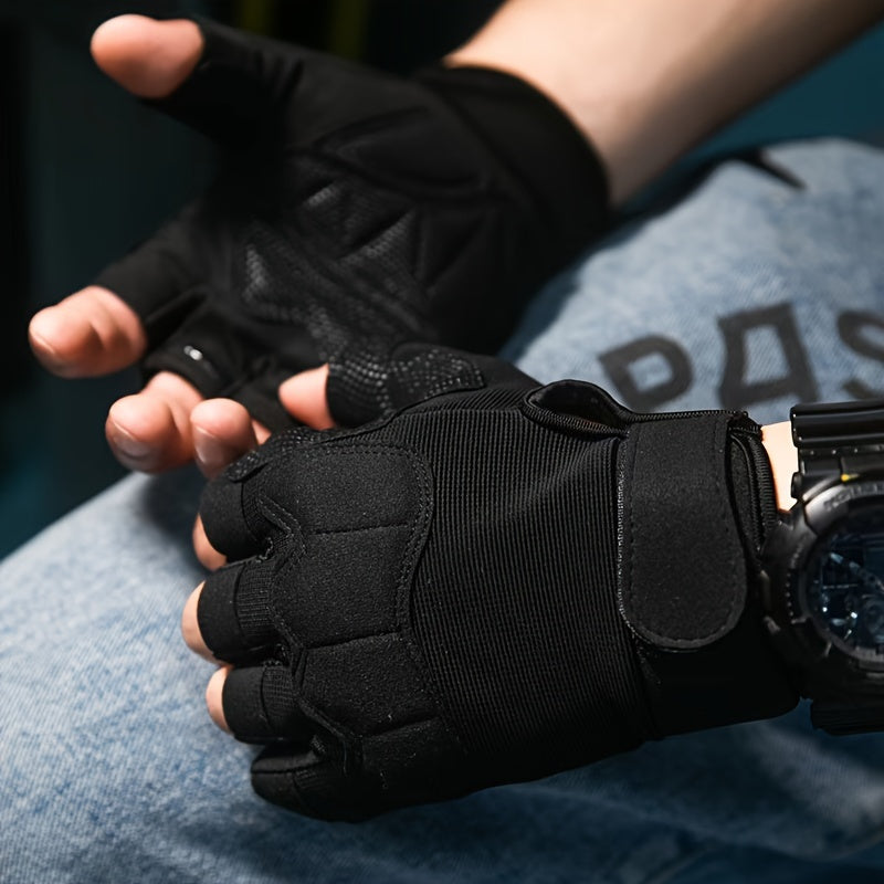 1pair Outdoor Cycling Fitness Gloves Half-finger Non-slip Wear-resistant
