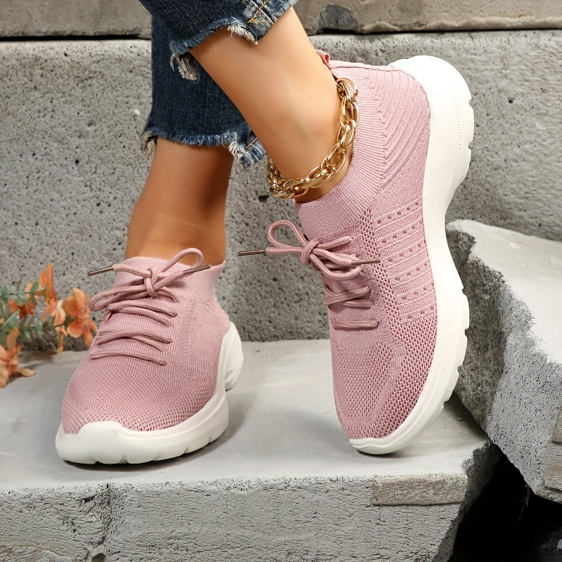Women's Breathable Mesh Sneakers Casual Lace Up Outdoor Shoes Lightweight