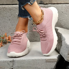 Women's Breathable Mesh Sneakers Casual Lace Up Outdoor Shoes Lightweight