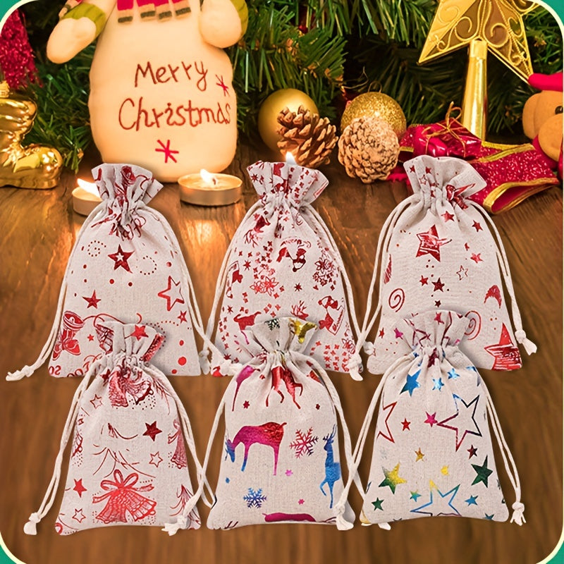 Christmas Burlap Candy Bag Drawstring Gift Bag For Kids Teens Adults