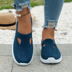 Women's Knit Walking Shoes Breathable Slip On Sports Lightweight Sneakers