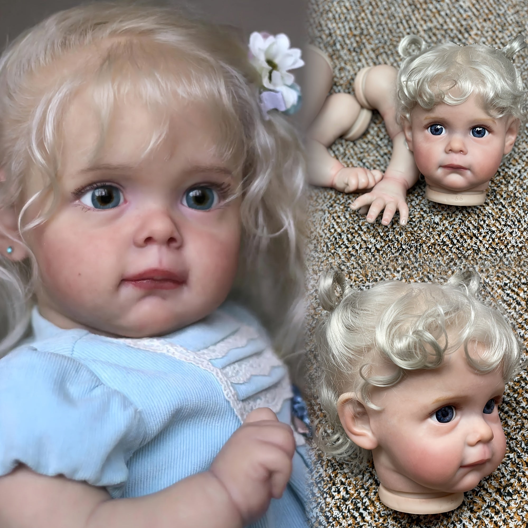 DIY Unassembled Reborn Doll Kit with Rooted Hair & 3D Painted Skin