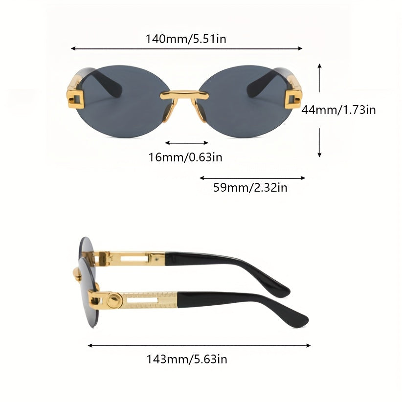 Oval Rimless Sunglasses Gradient UV400 Sun Shades