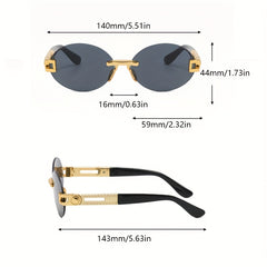 Oval Rimless Sunglasses Gradient UV400 Sun Shades