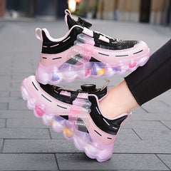 Girl's Rotating Buckle Chunky Shoes, Non Slip Sneakers for Kids