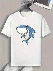Shark Print Men's Graphic T-shirt for Summer
