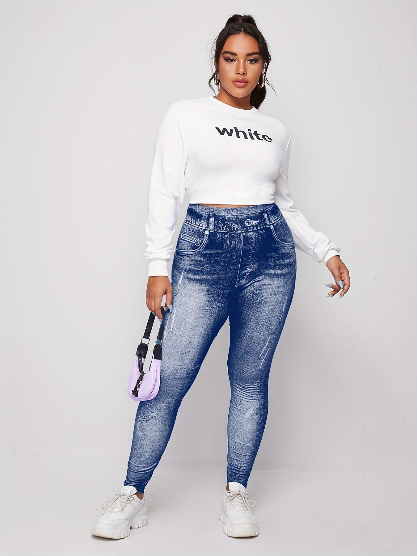 Cartoon Print Slim Jeggings Casual High Waist Long Leggings