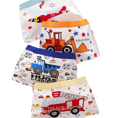 4pcs Boys Helicopter Fire Truck Bulldozer Boxer Briefs Underwear