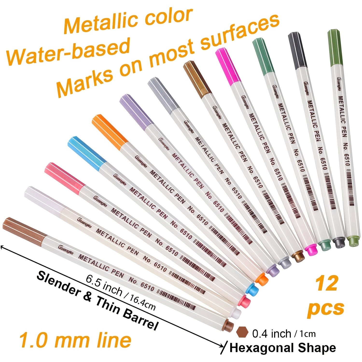 12pc Metallic Marker Pens for Paper Art Rock Painting