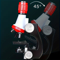 Children's Microscope 1200X 3 Objective Lenses LED Fill Light Christmas Gift