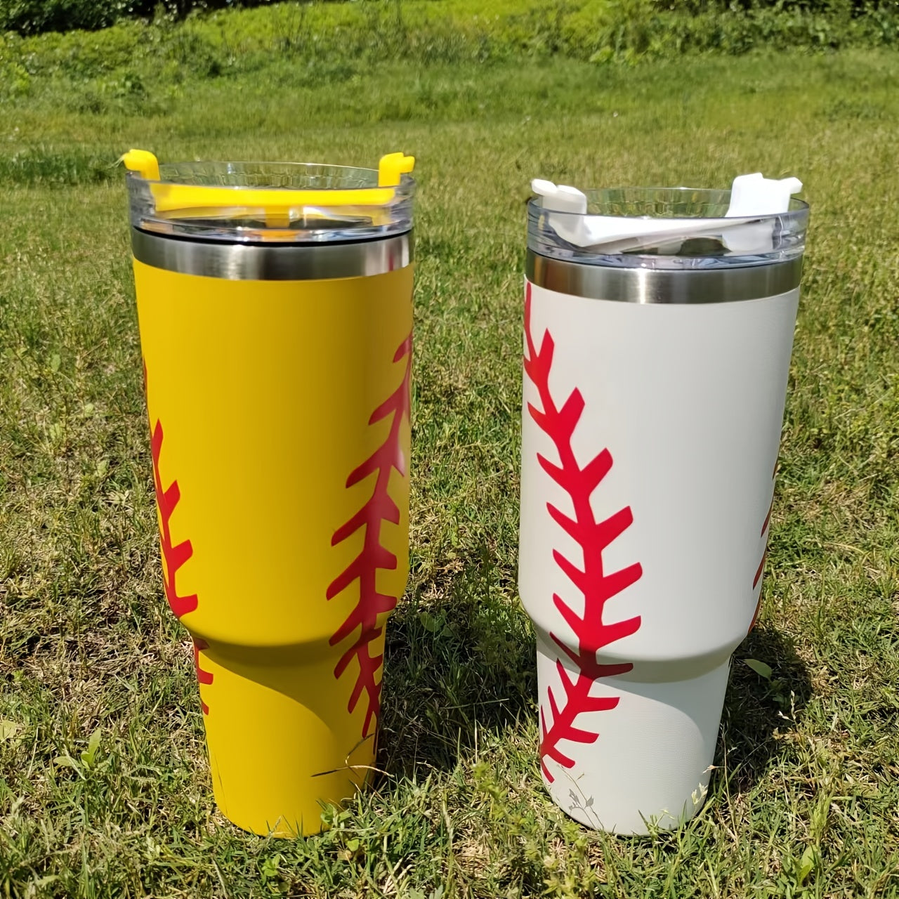 40oz Stainless Steel Sports Tumbler, Football Baseball Basketball Design