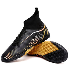 Boy's High Top Turf Football Boots Anti skid Lace Up TF Soccer Cleats