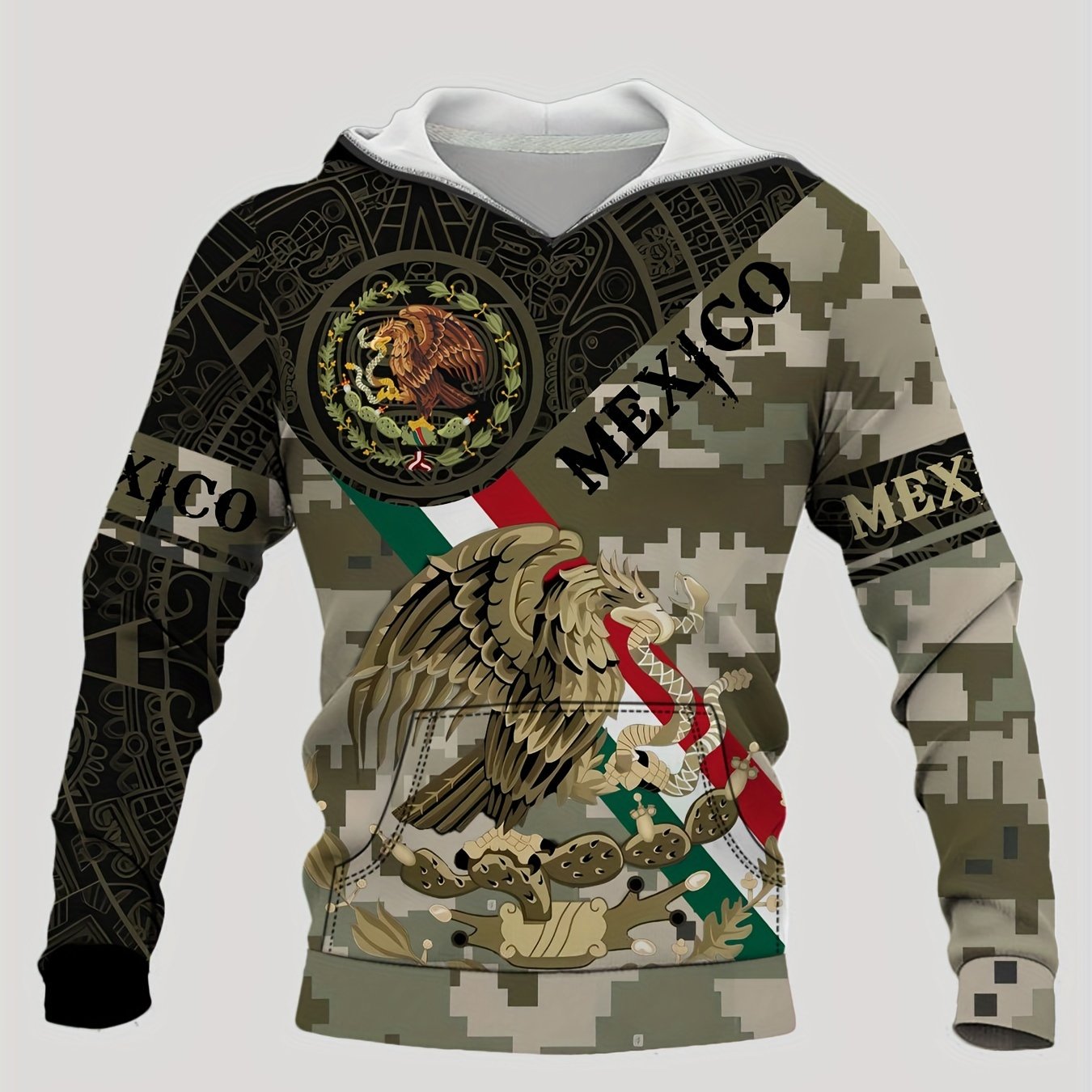 Men's Eagle Pattern Hooded Sweatshirt Street Style Sports Hoodie
