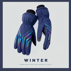 Men's Winter Reflective Gloves Plus Velvet Windproof Waterproof Touch Screen