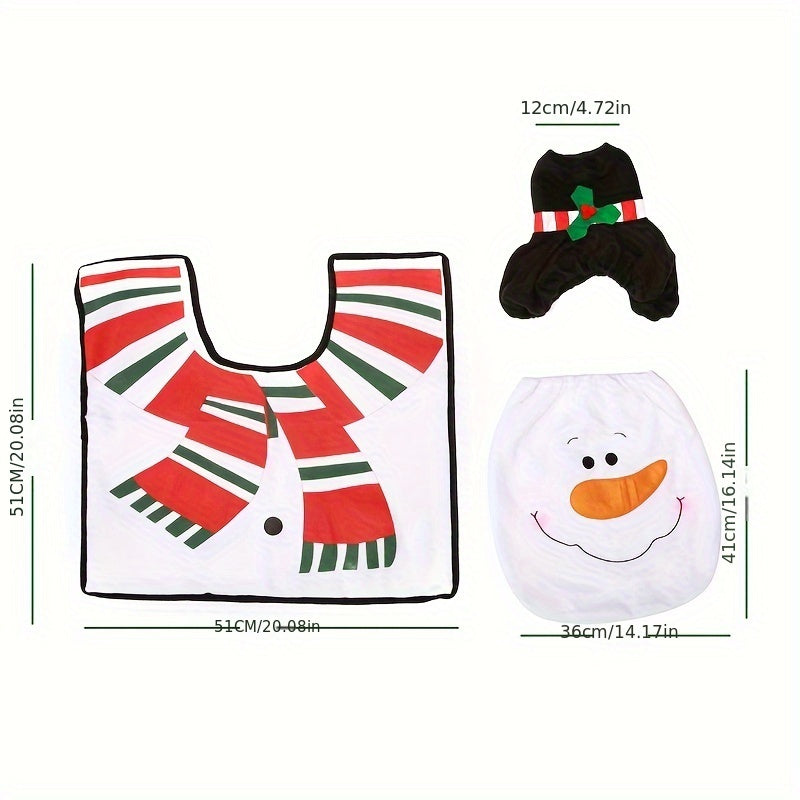 Christmas Toilet Cover Old Man Snowman Toilet Cover Floor Mat