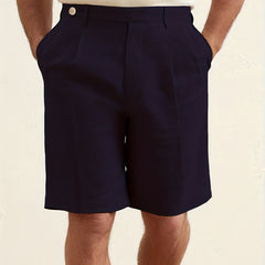 Solid Cotton Classic Dress Shorts Men's Formal Summer Business Wedding Party