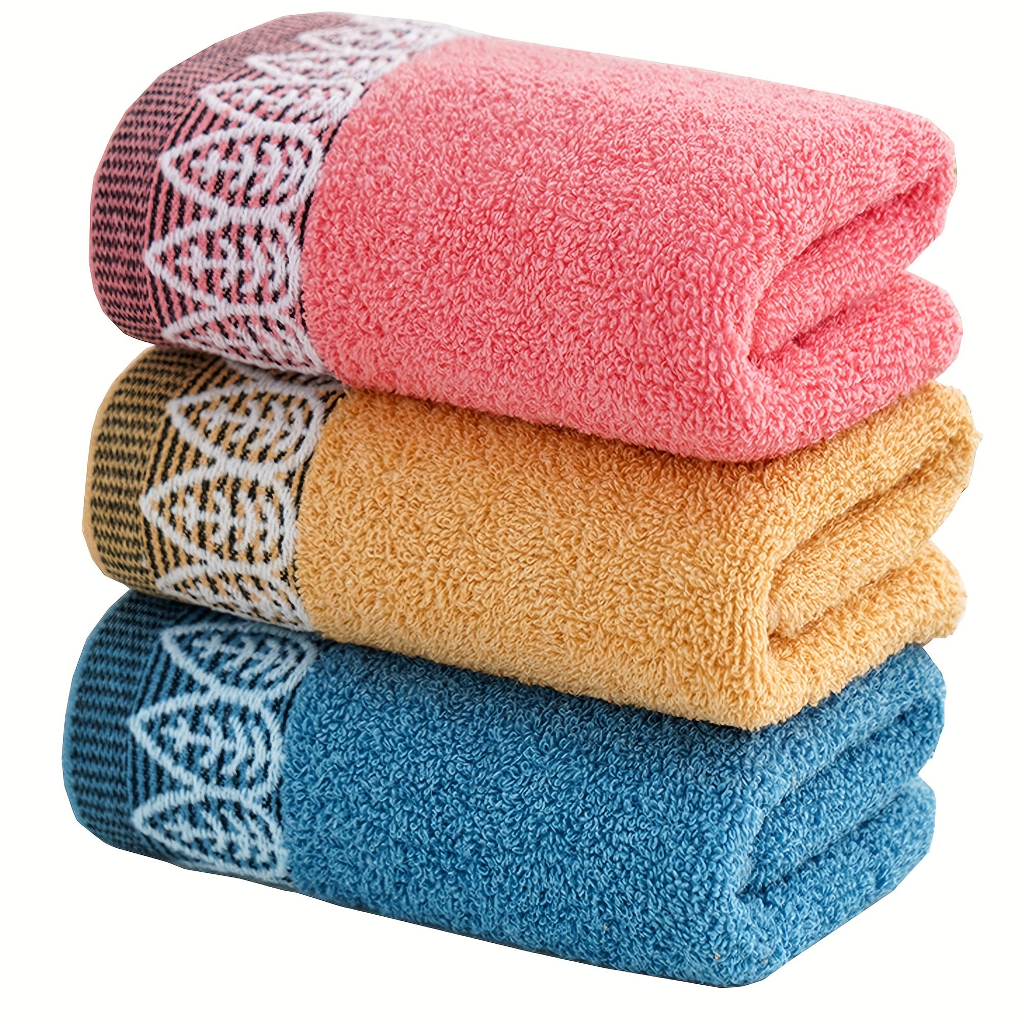 3pcs Leaf Embroidered Hand Towel Soft Absorbent Face Towel For Bathroom