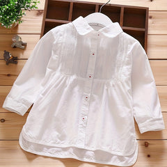 Girls Lace Collared Long Sleeve Shirt For Spring Autumn