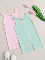 2pcs Toddler Girls Ribbed Rompers Jumpsuit
