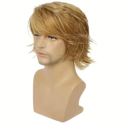 Men's Golden Blonde Long Curly Hair Wig