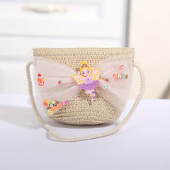 Handwoven Children's Fairy Bow Decor Crossbody Bag