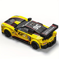 Yellow Racing Car Building Block Model Sports Supercar Ornament Toy Set