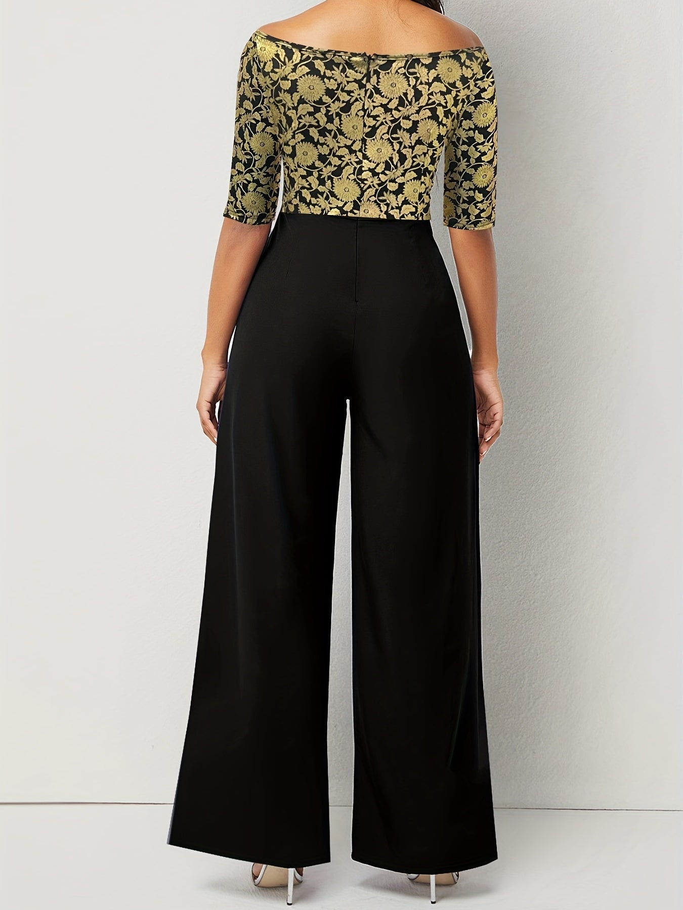 Floral Off Shoulder Jumpsuit Half Sleeve Casual Wear