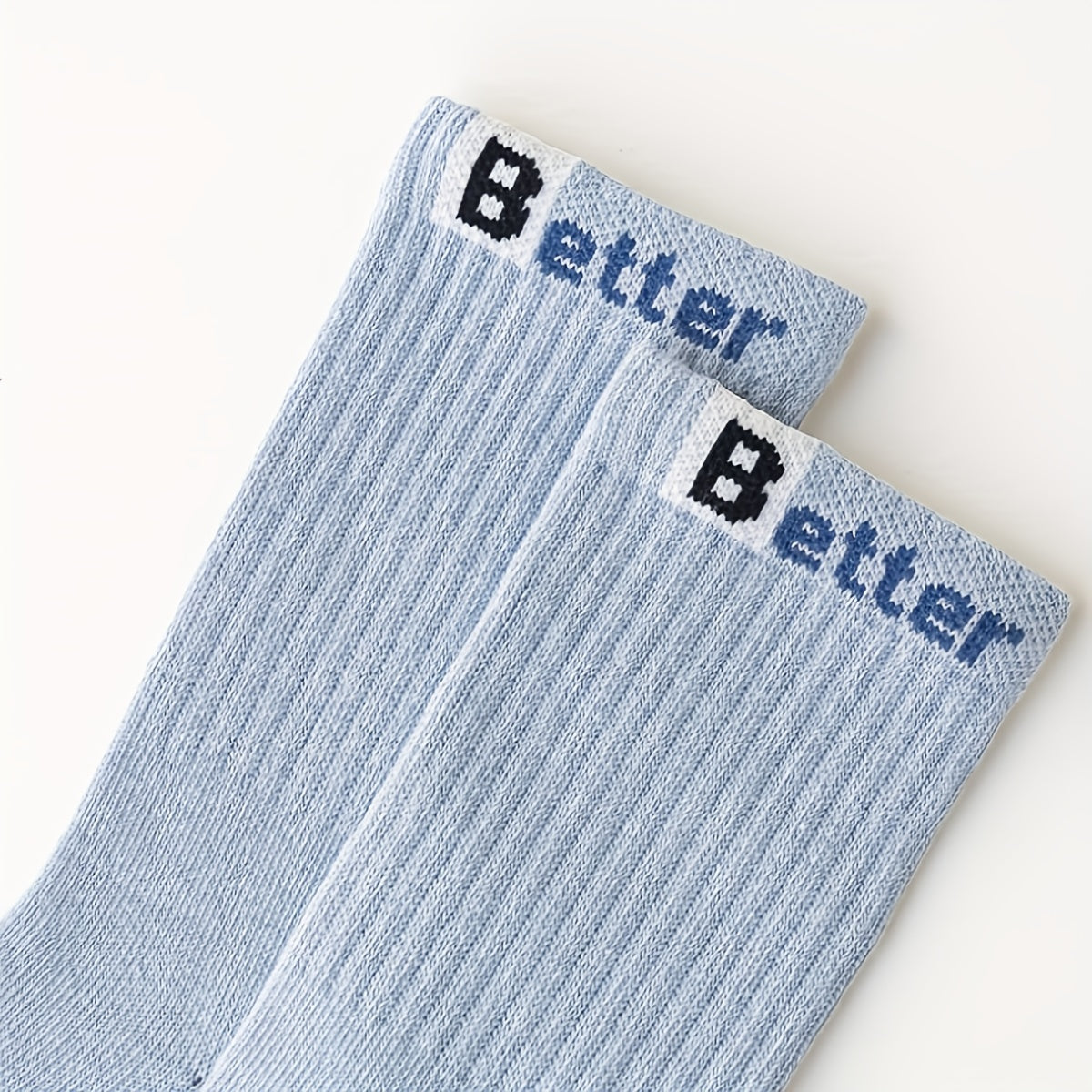 Kids Casual Letter Print Socks, 5 Pairs