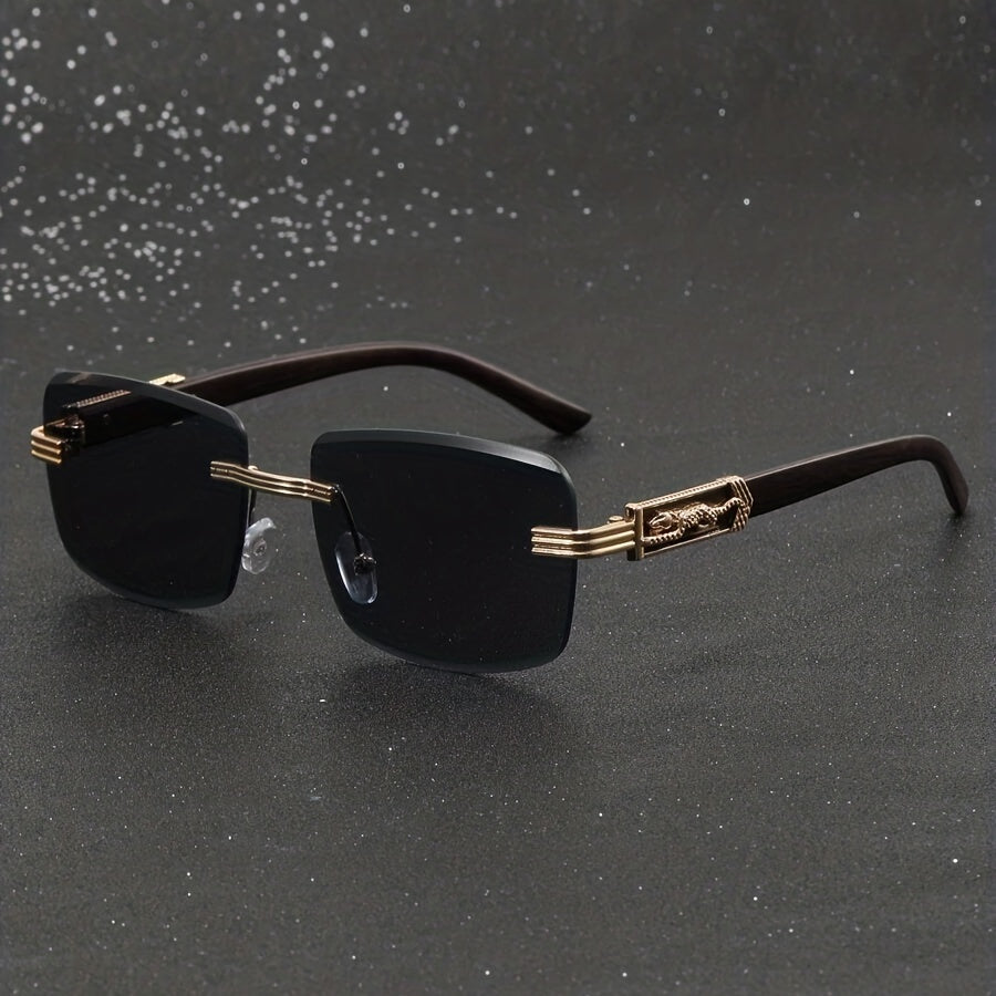 Leopard Head Diamond Cut Edge Sunglasses Retro Street Style
