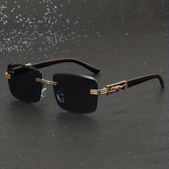 Leopard Head Diamond Cut Edge Sunglasses Retro Street Style