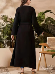 Embroidered Long Sleeve Abaya Dress