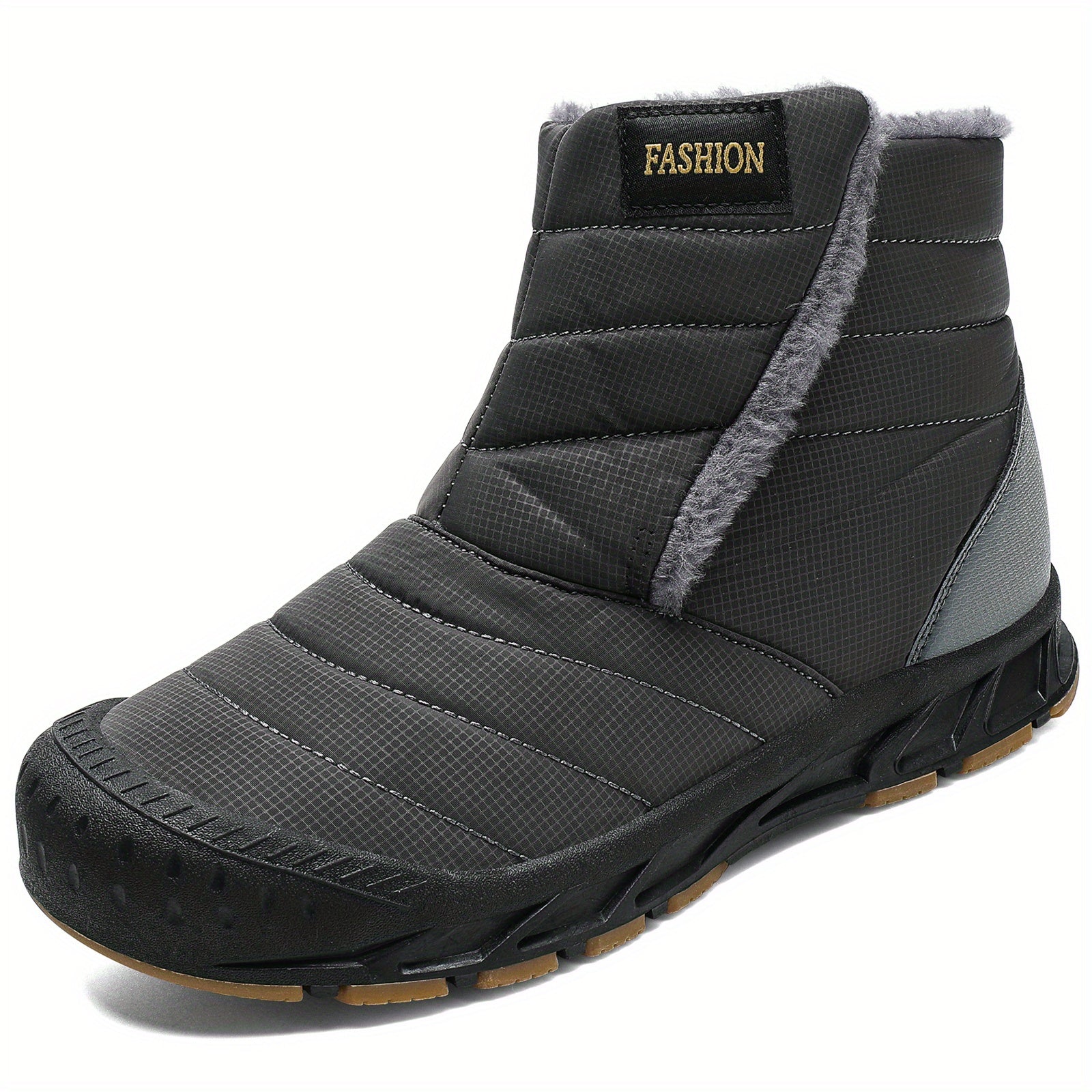 Men's Winter Snow Boots Slip On Outdoor Water Resistant Boot Warm Faux Fur Lined