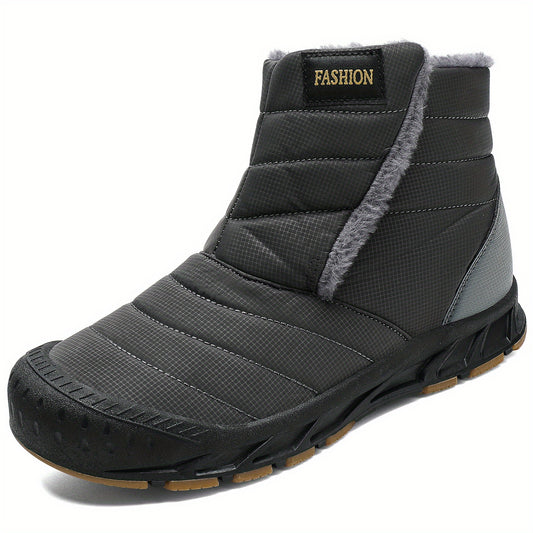 Men's Winter Snow Boots Slip On Outdoor Water Resistant Boot Warm Faux Fur Lined