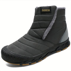 Men's Winter Snow Boots Slip On Outdoor Water Resistant Boot Warm Faux Fur Lined