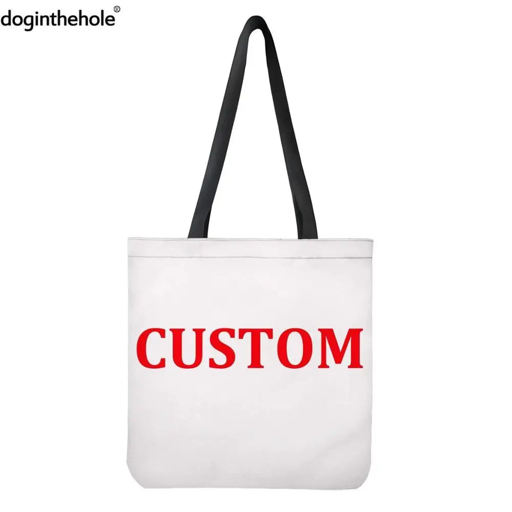 Customized Logo Linen Shoulder Bags Personalized Canvas Tote Handbag