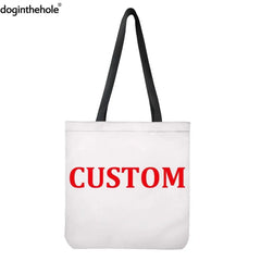 Customized Logo Linen Shoulder Bags Personalized Canvas Tote Handbag
