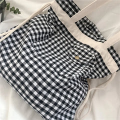 Japanese Harajuku Women Plaid Oxford Shoulder Bag