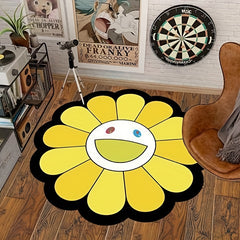 Sunflower Round Floor Mat Modern Home Decor Rug Non slip Door Mat