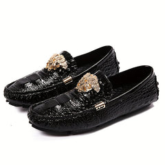 Men's Metallic Decor Loafer Shoes Non slip Driving Shoes