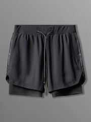 Double Layer Shorts Men's Stretch Sports Shorts For Gym Workout
