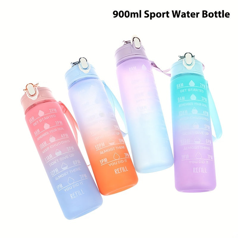 900ml Gradient Water Bottle Leakproof Flip Top Cup Fitness Travel