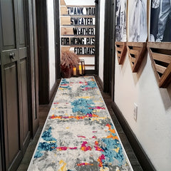 Modern Abstract Runner Rug Soft Non Slip Machine Washable Stair Carpet