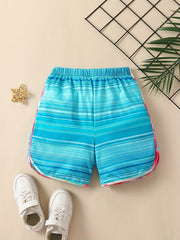 Girls Tie Dye Striped Beach Shorts Breathable Summer Shorts 3-12 Years