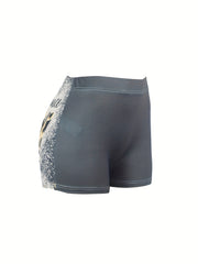 Leopard & Letter Print Skinny Shorts for Women