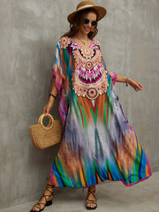 Boho Floral Print Cover Up Dress